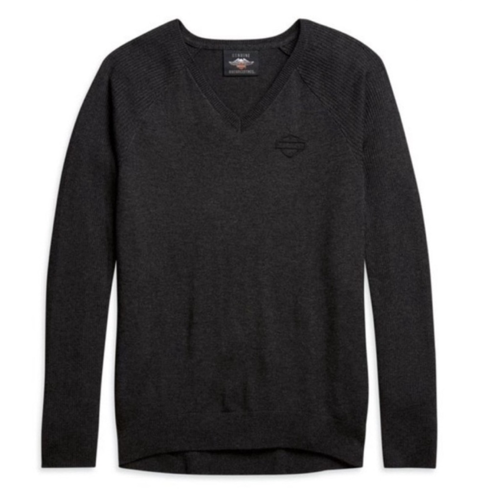 Harley Davidson grey pullover v-neck wool blend minimalist sweater